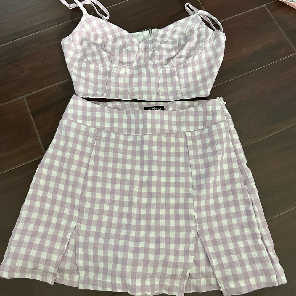 Pink Crop Top and Skirt (Short) Set